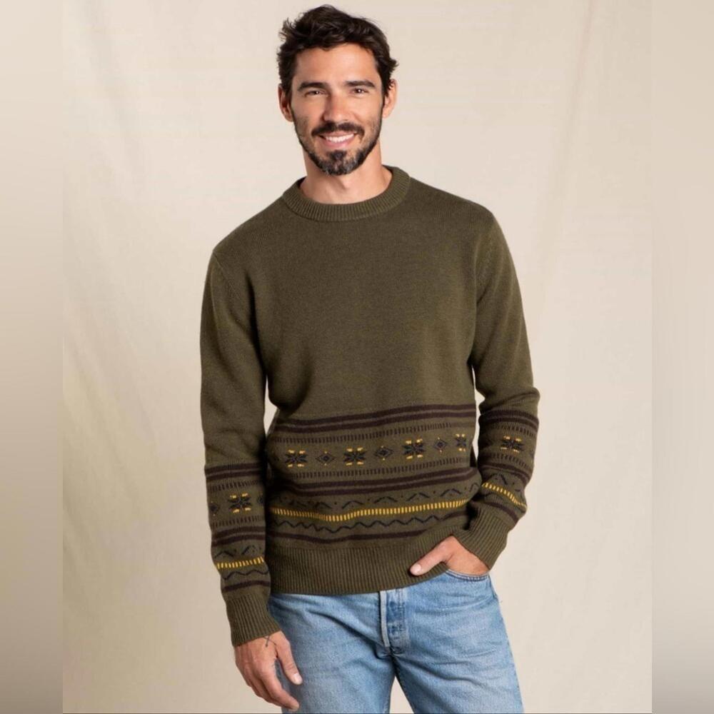 NWT Toad&Co Fir Green Fair Isle‎ Cazadero Crew Neck Wool Blend Sweater Small